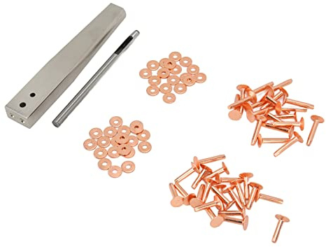 ZJchao Rivet di Rame per Cuoio in Cuoio, Rivetti di Rame per Scarpe a Terra con Set di Borchie a Prova di Ruggine Strumenti Artigiani per a Kit Rivetti in Pelle per Sacchetto per Abbigliamento
