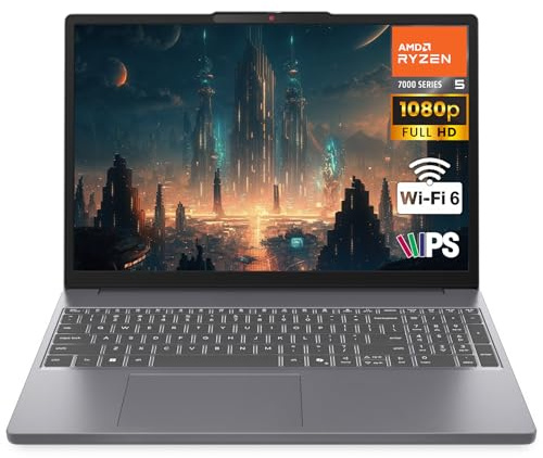 Lenovo Computer portatile da gioco da 15, AMD Ryzen 5 7535HS 6-Core, 16 GB DDR5 RAM, SSD PCIe da 1 TB, display FHD+, WiFi 6, Bluetooth 5.3, webcam, HDMI, Type-C, Luna Grey, Windows 11 Home