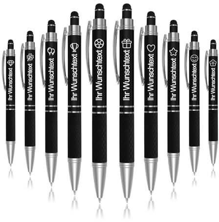 Personalisierte Kugelschreiber mit Gravur,Werbekugelschreiber mit Logo,Kugelschreiber personalisieren,farbsortiert mit Touchpen,für Unternehmen,Mitarbeiter,Messen 10-500 Stück,Mine:Blau,0.7-20