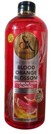 Duchess Glow Blood Orange Blossom Shower Gel, SPF 30, Premium Skin Glowing, Heals and Soothes, Moisturizing