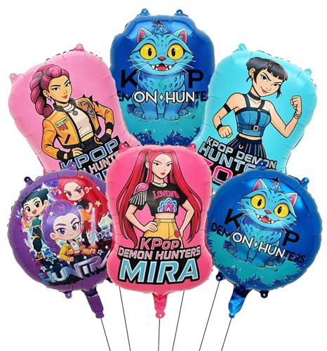 6 Stück Kpo Demo Hunte Deko Geburtstag Kinder, Alufolien-Luftballons Geburtstag - Lustige Comic & Cartoon-Motive, Kindergeburtstag Deko