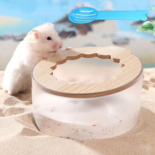 Eulihent Bain de Sable Hamster Salle Bain Hamster Transparente Maison de Toilette Hamsters Sable Salle de Bains Gerbille pour Chinchilla, Hérisson, Petits Animaux (14x9cm)