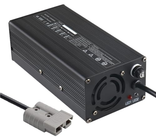 Forklift Battery Charger 500W, 12V/24V/36V/48V/60V/72V Battery Charger, with Anderson Connection for Forklifts,Electric Boats,Golf Cart, Electric Sightseeing Car,36V 10A Black,Anderson 50A