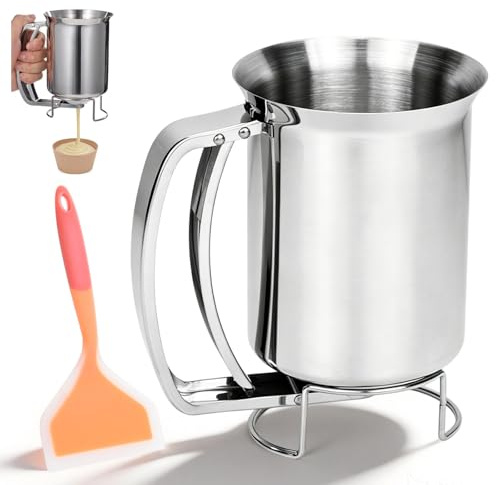 Pancake Batter Dispenser, Stainless Steel Batter Dispenser with Pancake Maker Tool Kitchen Baking Tool for Cupcakes Crepes Waffles 900 ml / 32 oz