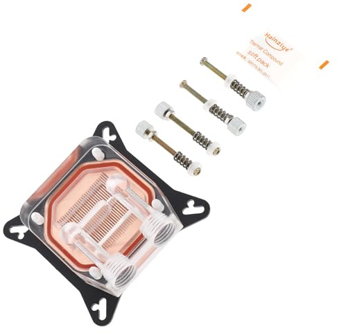 MALUGOGO Gpu Wasserblock für Effiziente Kühlung mit Kupferbasis und Acryl Abdeckung Wasserkühlblock mit Bohrabstand 52×63, 25 Wasserkanälen für Grafikkarten