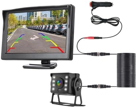 Einparkhilfe Rückfahrkamera Universal Paking Reverse CCD Backup HD Auto Rückansicht Kamera Mit 5 Zoll Monitor Für LKW LED Nachtsicht(MBUS-15M)