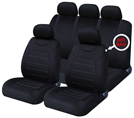 Xtremeauto® Classic Car Seat Covers Set Front & Rear complete with headrest Covers (Black)
