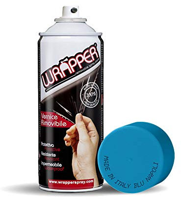 4R Quattroerre.it 16407 Wrapper Spray Blu Napoli Opaco | Vernice Removibile per Carrozzeria | Pellicola Spray Protettiva UV e Anti-Graffio | Wrapping Liquido Made in Italy