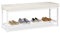 Relaxdays Schuhbank XXL, bequemes Sitzpolster, offen, große Gitterablage für Schuhe, Metall, HxBxT: 49x115x40cm, weiß