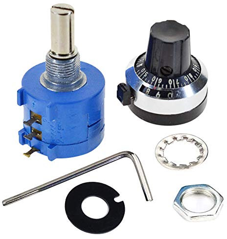 Onwon 100 K Ohm Widerstand, 10 Windungen, Potentiometer, 2 W, drahtgewickelt, mehrfach drehbar, einstellbares Präzisionspotentiometer mit 10 Umdrehungen, Drehknopf, 6 mm Schaft (100 K Ohm)