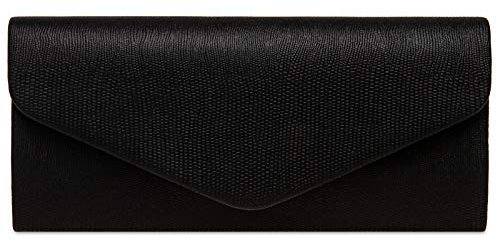 Caspar TA522 elegante Damen Snake Skin Glanz Clutch Abendtasche, Farbe:schwarz, Größe:Einheitlich