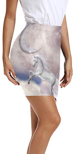 MONTOJ Mini jupe crayon taille haute rose licorne avec lune - - 52