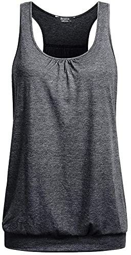 UNibelle Tank Top Damen Yoga Shirt Top Sport Tanktop Ärmellos Racerback Fitness Oberteil Training, Dunkelgrau, L