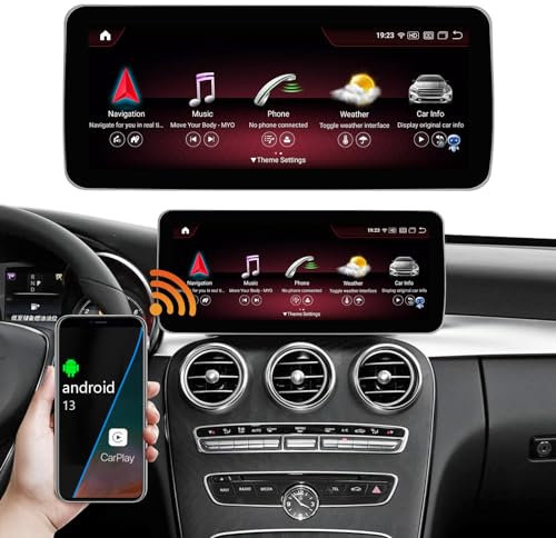 Road Top Autoradio 12.3 Android 13 Car Radio Touchscreen für Mercedes Benz C GLC GLA CLA Klasse W205 X156 C117 2015-2018 Jahr NTG5.0, Unterstützung Drahtlos Carplay/Android Auto//Mirrorlink