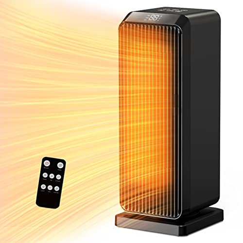 Calefactor Bajo Consumo 1800W Calefactor Cerámico ECO Radiador Electrico Silence con Control Remoto, 4 Modos, Protección Múltiple, Temporizador 12H, Oscilación para Casa Oficinas