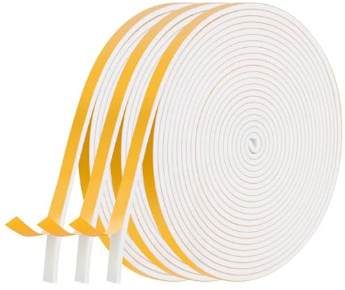 AiQInu Burlete Ventana Corredera, Burlete Puerta 3 Rollos 6mm(W) x3mm(T) x5m(L) Espuma Burlete Adhesivo de Alta Densidad para Anti Frío, Aislante,Ruido y Colisión
