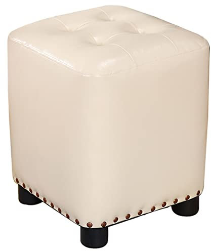 JUNNIU Sofa für Zuhause, Wohnzimmer, Weinfass, Aufbewahrung für Schuhwechsel, niedrig, mit PU-Matten und Nietensockel, 32 x 32 x 38 cm (Farbe: Weiß) Decoration