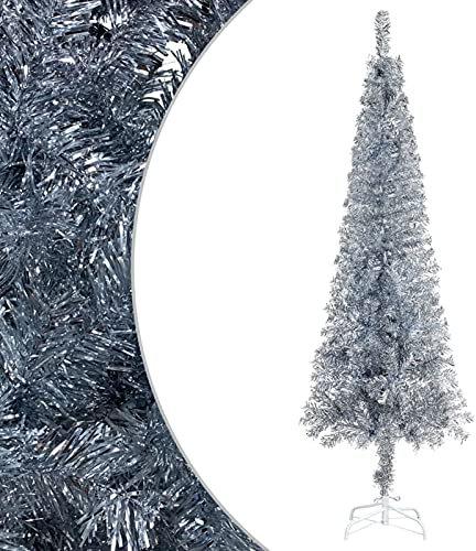 NAMUlA Schlanker Weihnachtsbaum, künstlicher Weihnachtsbaum, Weihnachtsdekoration, silberfarben, 150 cm Fashionable