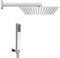 Set doccia cromato lucido con braccio soffione quadrato 40x40 cm e kit doccia completo di doccino, presa acqua e flessibile