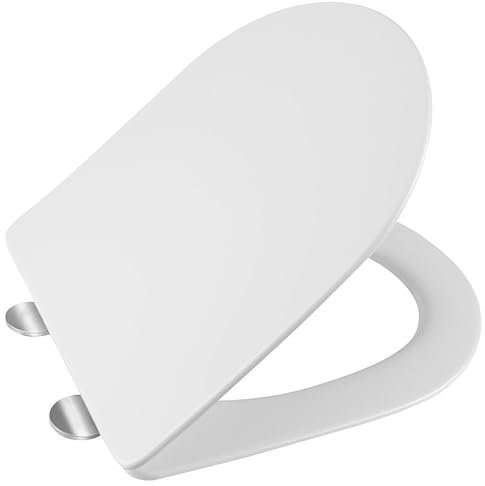 D Shape Slim Soft Close Toilet Seat Quick Release ONE Push Button Loo Seat for Easy Cleaning with Easy Installation Top Fix Blind Hole and Adjustable Hinges Luxury Toilet Seat