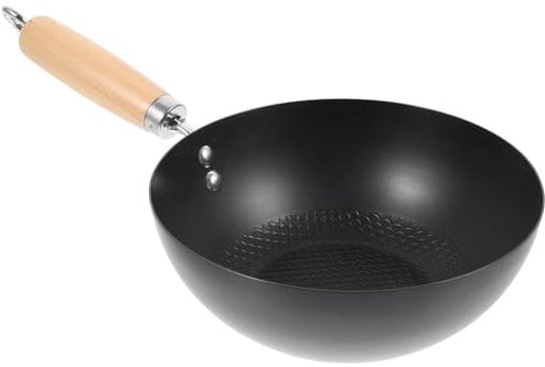 Garneck Gusseisen-Wok-Pfanne Kleiner Japanischer Wok Chinesischer Aus Handgehämmertem Eisen Bratpfanne Rührpfanne Küchengeschirr Für Elektroherd Induktion 20 Cm