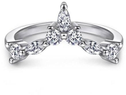 GleaMora S925 Couronne En Argent Sterling Anneaux De Mariée pour Mariage Fiançailles Design Bague Éblouissante CZ Marquise Femmes Bijoux