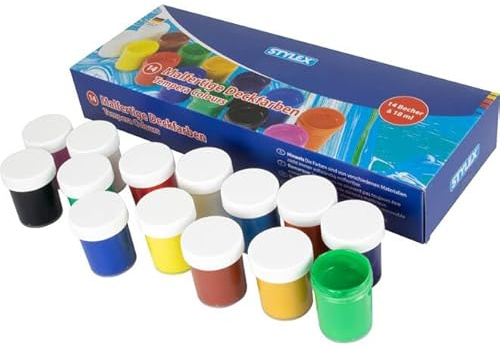14 Malfertige Deckfarben / 14 x 18 ml / 13 Farben