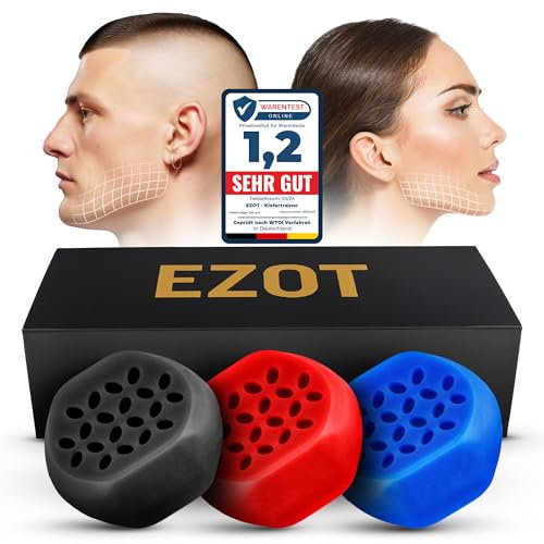 EZOT Jawline Trainer - kiefer trainer für Männer und Frauen, definiert Kieferlinie und Gesichtstraining mit jawliner Toner, Jaw Exerciser für doppelkinn entferner, drei Wiederstandsstufen
