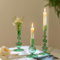 Hewory Bougeoir Vert en Verre Coloré - Décoration de Table pour Noël, Salon, Fête - Vintage Set de 3 Pièces