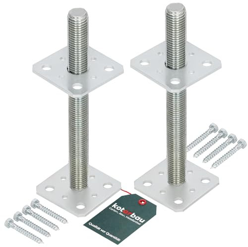 KOTARBAU® 2x Support De Poteau 80x80x250 mm En Acier Galvanisé | Support De Poteau À Visser Pour Poteaux | Pied Poteau | Platine Poteau |Support Poteau Bois |Fixation Poteau Bois |Support Poteau Acier