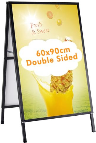 YUCHENGTECH Caballete Publicidad Exterior 60x90 cm Portacartel Doble Cara Soporte para Cartel Metálicos Panel Publicitario Resistente a La Intemperie para Bares Restaurantes Exposiciones Exteriores