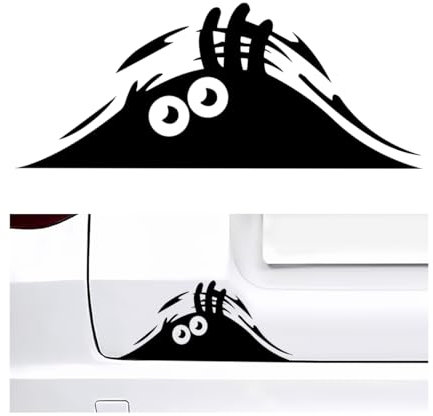 JNNJ Auto Cartoon Aufkleber, Monster Eyes Autoaufkleber, Peeking Elf Autoaufkleber Wasserdichter Autoaufklebers, 3D Funny Peeking Monster Cartoon Auto-Aufkleber Vinyl Badge Emblem(Schwarz3)