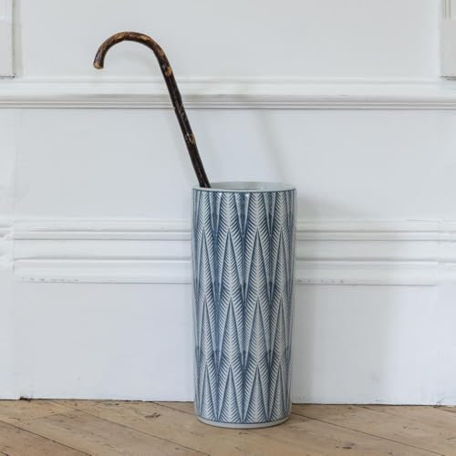 Umbrella Pot, Ceramic Umbrella Stand, Round White Hallway Storage Pot, Umbrella Storage Basket, Japanese Chinoiserie Large Umbrella Pot, Slim Round Hallway Vase, Geometric Blue & White Umbrella Pot
