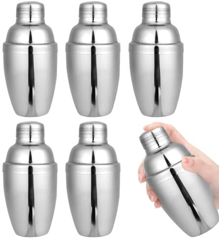 ClAZTyict Lot de 6 mini shaker à cocktail, shaker à cocktail en acier inoxydable avec passoire, 250 ml