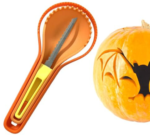 Halloween Kürbiss Schnitzset,3 In 1 Halloween Kürbiss Schnitzen Werkzeug Set Kürbisentferner Löffel Mit Edelstahl Schnitzmesser,DI-Y Kürbiss Schnitzwerkzeuge Kürbisschnitzwerkzeug Für Halloween Deko