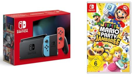 Nintendo Switch-Konsole Neon-Rot/Neon-Blau + Super Mario Party Jamboree