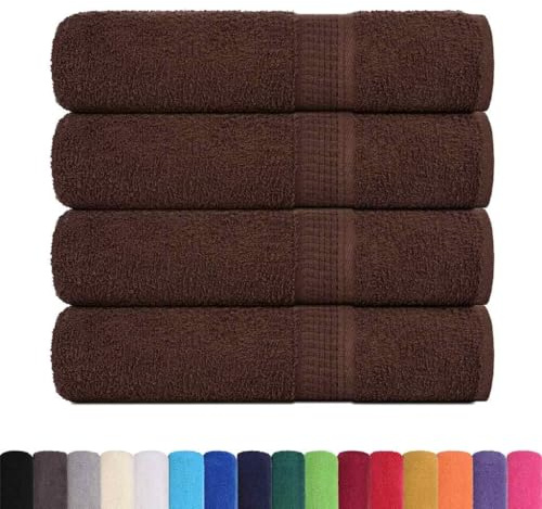 vidaXL hand towels - 4 pcs 50x100 cm - brown - 100% cotton - absorbent and soft