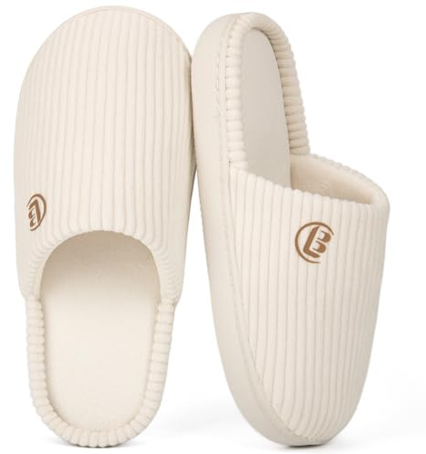 LongBay Women’s Warm Slippers Comfy Corduroy Memory Foam Slip On House Shoes Indoor Outdoor Non-Slip Sole