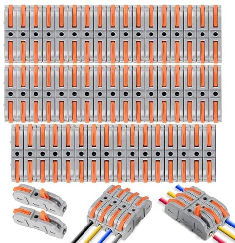 YSWOVUO Connettori Elettrici Rapidi, 50 Pezzi Morsetti Elettrici, SPL-1 Terminali a Collegamento 1 Filo 2 Entrate per Cavi Combinabili Liberamente SPL2-5, PA/PC Ritardante di Fiamma