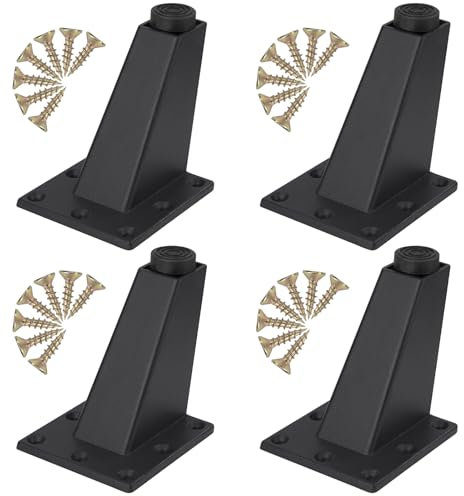 Yesaler Pieds de Meuble Triangulaires Pieds de Réglables en Alliage D'aluminium avec des Vis pour Meuble TV Canapé Table Lot de 4