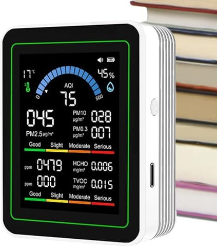 Portable Air Quality Detector - Air Pollution Monitor for Rooms | Advanced Sensor Technology with Multi-Parameter Tracking, Energy-Efficient Display, Smart Alerts for Cleaner Indoor 2.76x1.38x3.54 in
