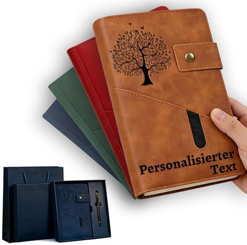 QSZ Personalisiertes Leder Notizbuch Reisetagebuch mit Eingravierten Text Symbolen Vintage Tagebuch/Skizzenbuch Geschenk für Frauen Männer Reisende Absolventen (Notizbuch personalisiert - 4)