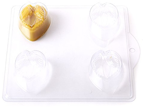 World Of Moulds | 4 Cavity Love Birds On A Heart Soap/Bath Bomb Mould Mold D06 x 5