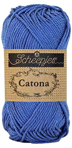 Scheepjes Catona Cotton Yarn, 261 Capri Blue, 1x25g