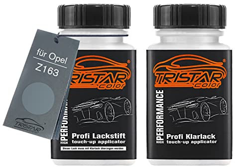 TRISTARcolor Autolack Lackstift Set für Opel Z163 Lichtsilber Metallic/Silver Light Metallic Basislack Klarlack je 50ml