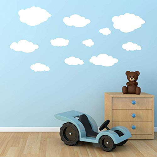 11 Wolken Set - Wolke Wandtattoo Wandaufkleber Sticker Aufkleber Wölkchen Himmel (Weiss)