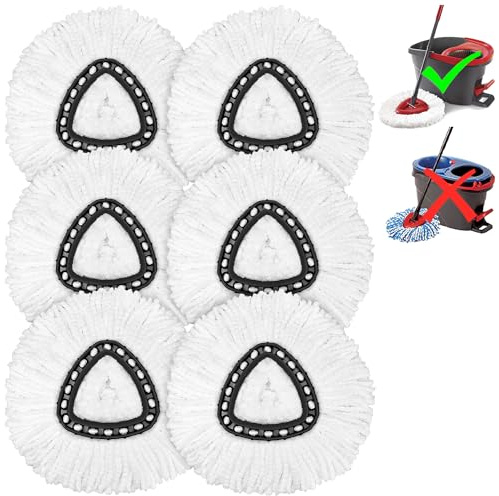 6 Pack Spin Mop Replacement Head Compatible with Vielde Microfiber Mop Head Refills Easy Cleaning Mop Head Replacement