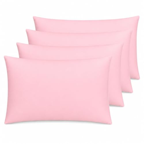 AmigoZone New 4 Pack Pillowcases Housewife Plain Cover Polycotton Percale Bedroom Pillowcases (Pink, Housewife Pillow Cases 4 Pack)
