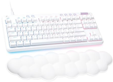 Logitech G 713 Wired Mechanical Gaming Keyboard with RGB Lighting, Linear Switch (GX Brown) and Wrist Rest for Keyboard Compatible with PC and Mac, French AZERTY - White