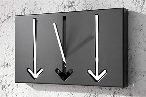 Licht-Erlebnisse Design Kleiderhaken Flur 3 Haken Pfeile Push Funktion 30 x 20 cm Schwarz Weiß Wandgarderobe BIRAN